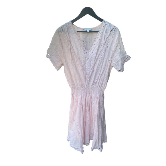 Stellah Eyelet Scalloped Smocked Waist Dress I Size: L - Picture 3 of 8